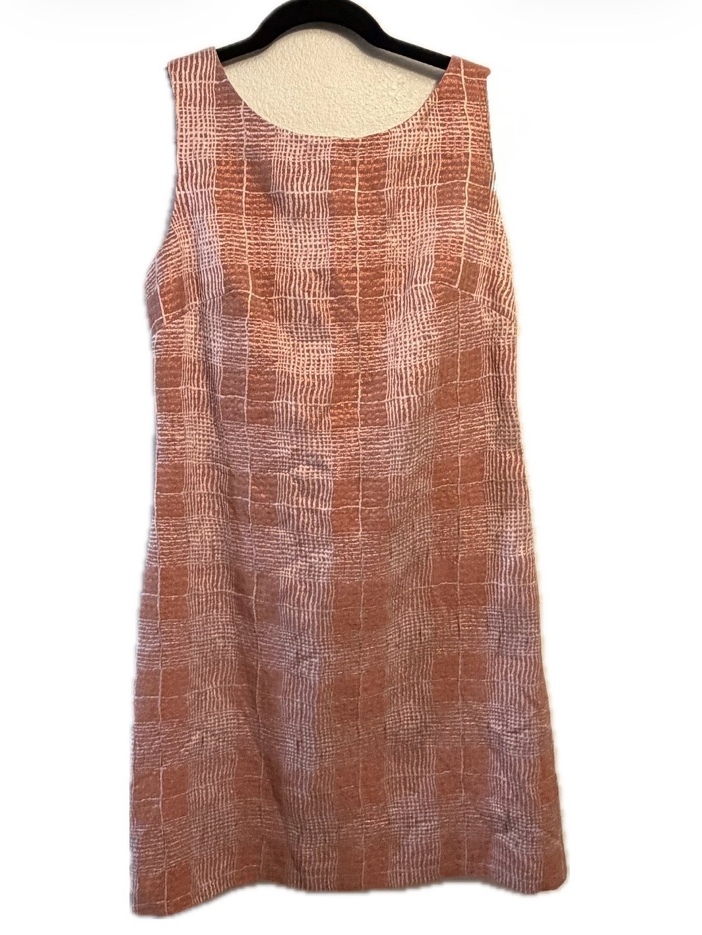 Walter Baker Textured Tweed w Metallic Thread Plaid Shift Dress Autumn Hues Sz S